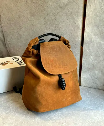 Loewe Flamenco Backpack in Brown Suede Calfskin