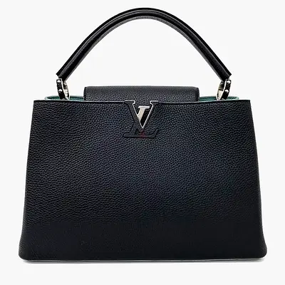 Authentic Louis Vuitton Black Leather Capucines MM