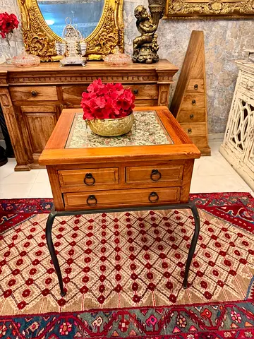 Solid wood marina side table
