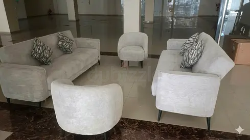 Turkish Light grey 3+3+1+1-piece sofa set with accent chairs - good condition