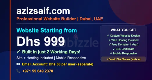 Aziz Saif Website Builder | Site + Hosting | AED 999