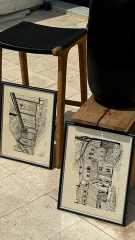 Two Framed Architectural Ink Drawings — Ready to Hang