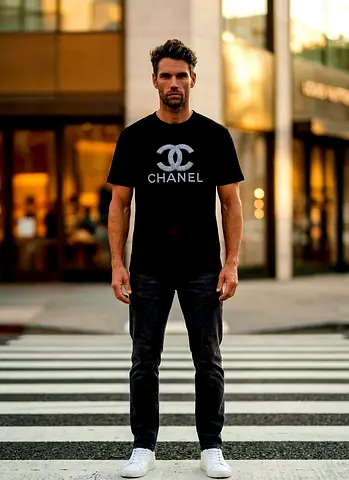 Black Chanel Logo T-shirt - Unisex Casual Tee, Good Condition