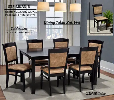 Brand new Wooden dinnibg table with 6 Chairs Availabke