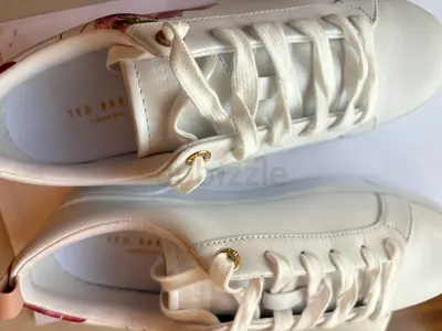 White Ted Baker womens sneakers with floral heel - never used