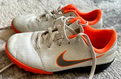 Nike kids turf shoes - white and orange, size11C