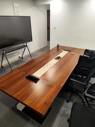 Wood Finish Conference Table with Built-in Cable Management - Seats 10