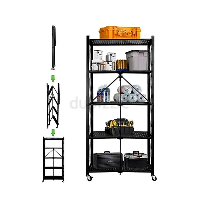 5 TIER FOLDABLE SHELF 159*71*34CM-BLACK-clearance sale