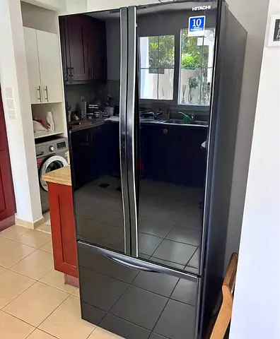 Hitachi black French door refrigerator with bottom freezer - good condition