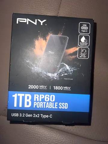 PNY RP60 1TB USB 3.2 Gen 2x2 Type-C Portable SSD - 2,000MB/s Read Speed (PSD0CS3060-1TB-RB)