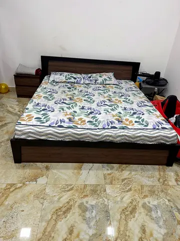Double Bed Frame with Headboard and Mattress - Good Condition
