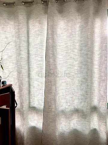 Two Sets Curtains + White Curtain Rods