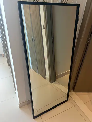 Large Full-Length Wall Mirror with Black Frame