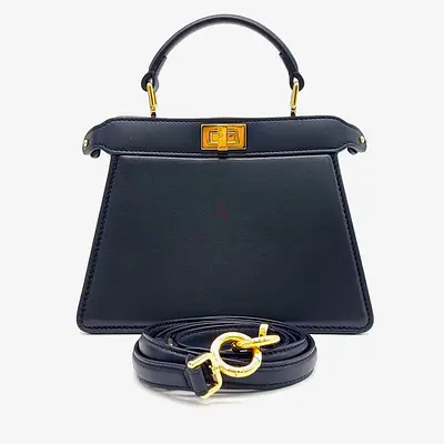 Authentic Fendi Black Leather Peekaboo I SEE U Petite