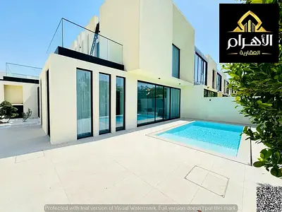 Corner villa overlooking a golf course, land area 4200 sq m, custom finishing with a private pool, price includes electricity, water, and air conditio