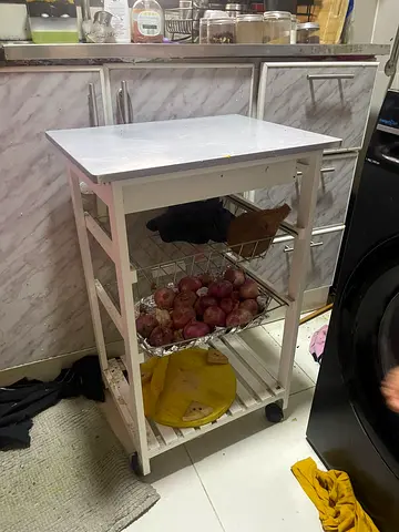 Small white kitchen trolley with storage baskets and wheels homecenter