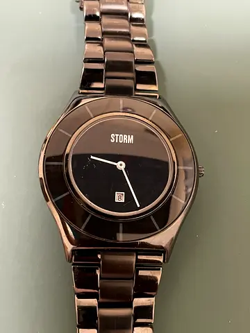 Storm black ceramic mens wristwatch with date