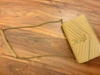 Quilted Leather Chain Shoulder Bag - Beige