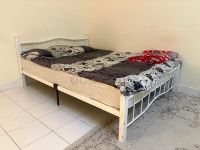 Metal Double Bed Frame with Mattress - Good Condition