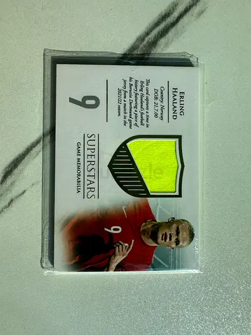 Erling Haaland Patch Futera Unique Superstars 16/20 numbered Match-Worn Jersey Card. Sleeved. W case