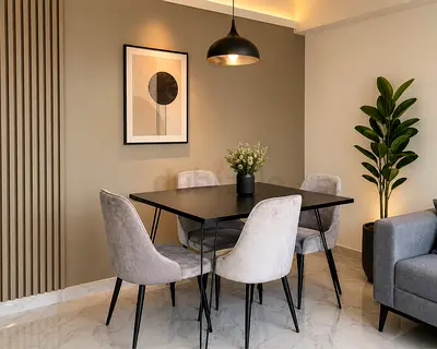 Modern 4-Seater Dining Set with Velvet Chairs
