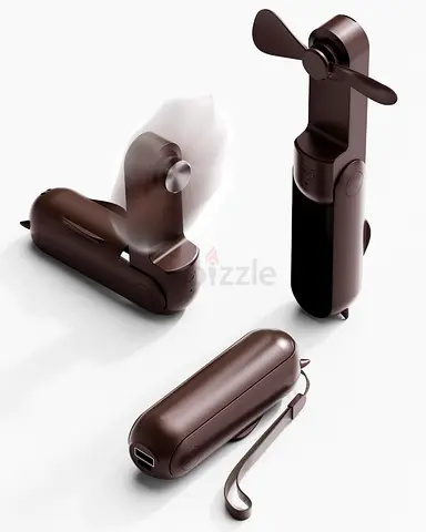 Portable Mini Fan USB Rechargeable + Powerbank - Brown