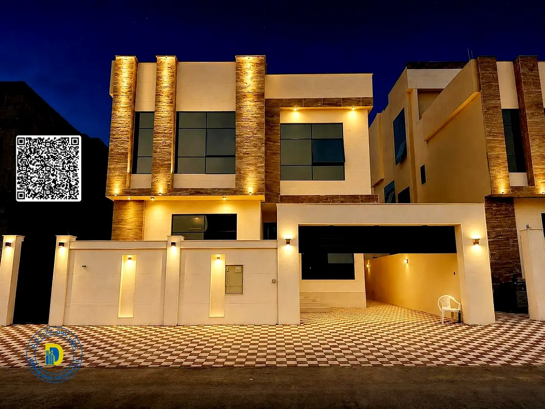 For sale: Modern villa in Al Yasmin , 5BR with roof ,with AC super deluxe finishing, freehold , ban