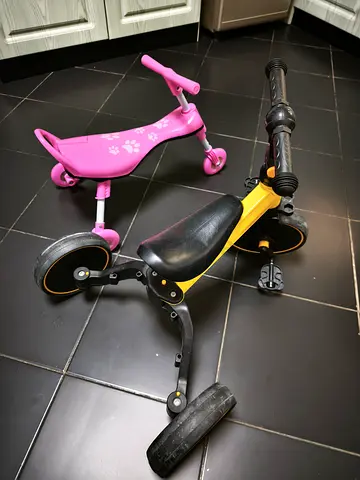 Kids 3-Wheel Ride-On Trike and Pink Glider Scooter