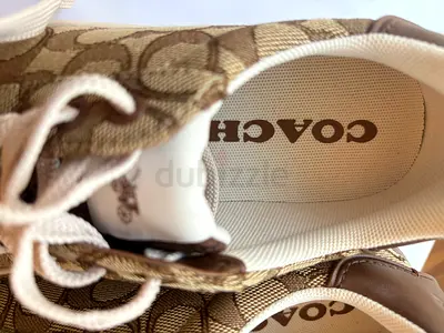 Coach beige signature canvas sneakers, womens size (never worn)