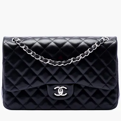 Authentic Chanel Black Jumbo Classic Lambskin Double Flap