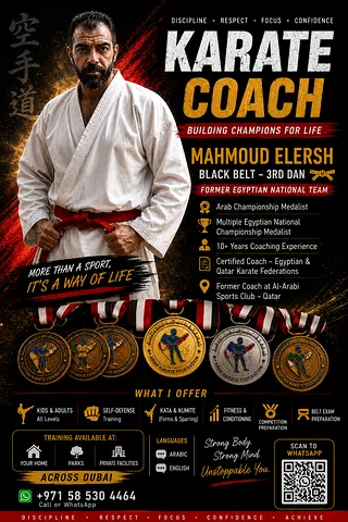 Professional Karate Coach in Dubai | Black Belt 3rd Dan | Kids  Adults