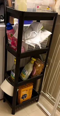 4-Tier Plastic Storage Shelf / Organizer - Dark Brown, Compact