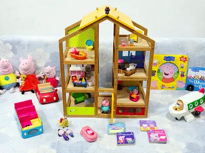 Peppa pig house and toys vehicles characters  books soft toys