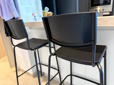 2x IKEA STIG Bar Stools with Backrest – Black