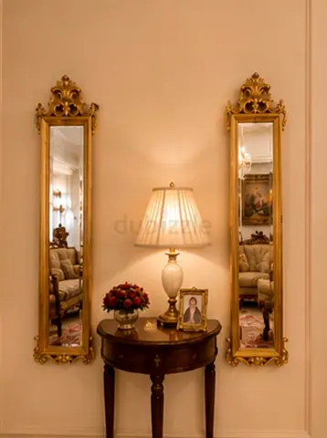 Classic living room wall mirrors  set - vintage gold finish