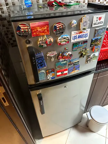 Compact stainless steel fridge - good condition