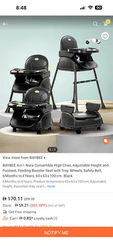 Baby Food Chair from 6 to 3 years