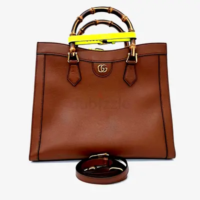 Authentic Gucci Brown Leather Diana Tote and Shoulder Bag