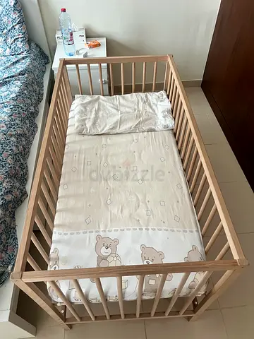 Lightwood Baby Crib with Mattress - Good Condition