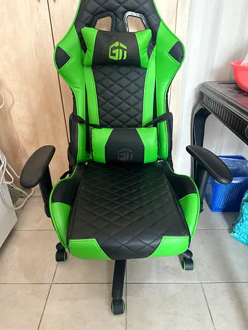 Green and Black Gaming Chair with Lumbar Support