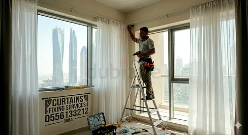 Curtains rod fixing. Carpentry work Low price