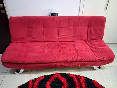 Red 3-seater futon sofa bed - good condition