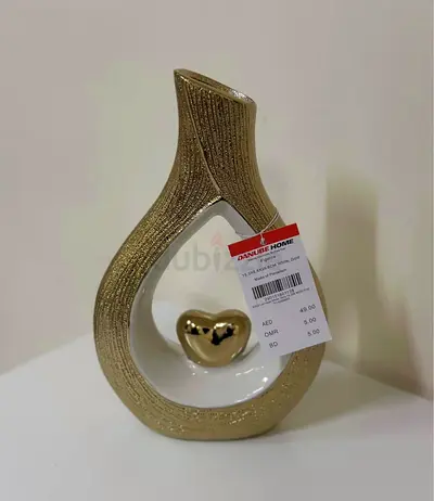 Heart shape golden vase