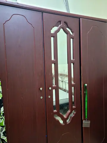 Wooden 3-Door Wardrobe with Mirror - only for 120 DHS