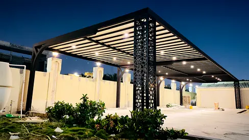 Large Outdoor Metal Pergola / Carport with LED Lighting - Excellent Condition