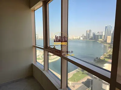 🏡 Annual Rent | 3 Bedroom Apartment with 2 Living Halls and Balcony – Al Majaz 3 | Free AC | Open Sea View | Master Bedroom | Master Maid’s Room | 4