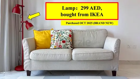 IKEA HEKTAR 3-Spot Floor Lamp (Brown-Red) + 4 FREE LED Bulbs