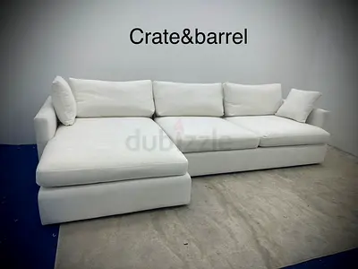 Looks great condition cratebarrel white color lshape sofa