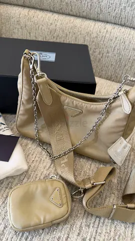 Beige Prada Nylon Shoulder Bag with Detachable Strap  Pouch