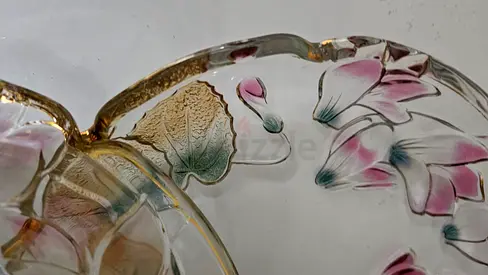 Hand-painted Floral Glass Decorative Bowl/Plate
